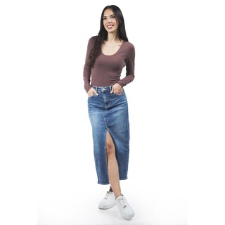 Foto 5 | Falda Midi De Mezclilla /juvenil, 6823 (mezclilla Tono Medio) Azul