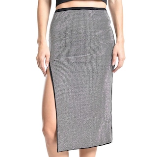 Foto 4 | Falda Lápiz Con Pedrería Roman Fashion /juvenil, 137 (plateado) Plateado