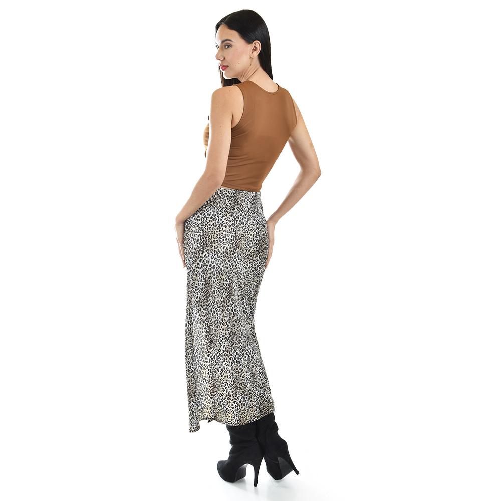 Foto 4 pulgar | Falda Midi Animal Print Roman Fashion /juvenil, 2432 (cafe Print) Cafe