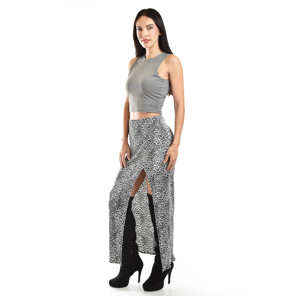 Foto 4 pulgar | Falda Midi Animal Print Roman Fashion /juvenil, 2432 (gris Print) Gris