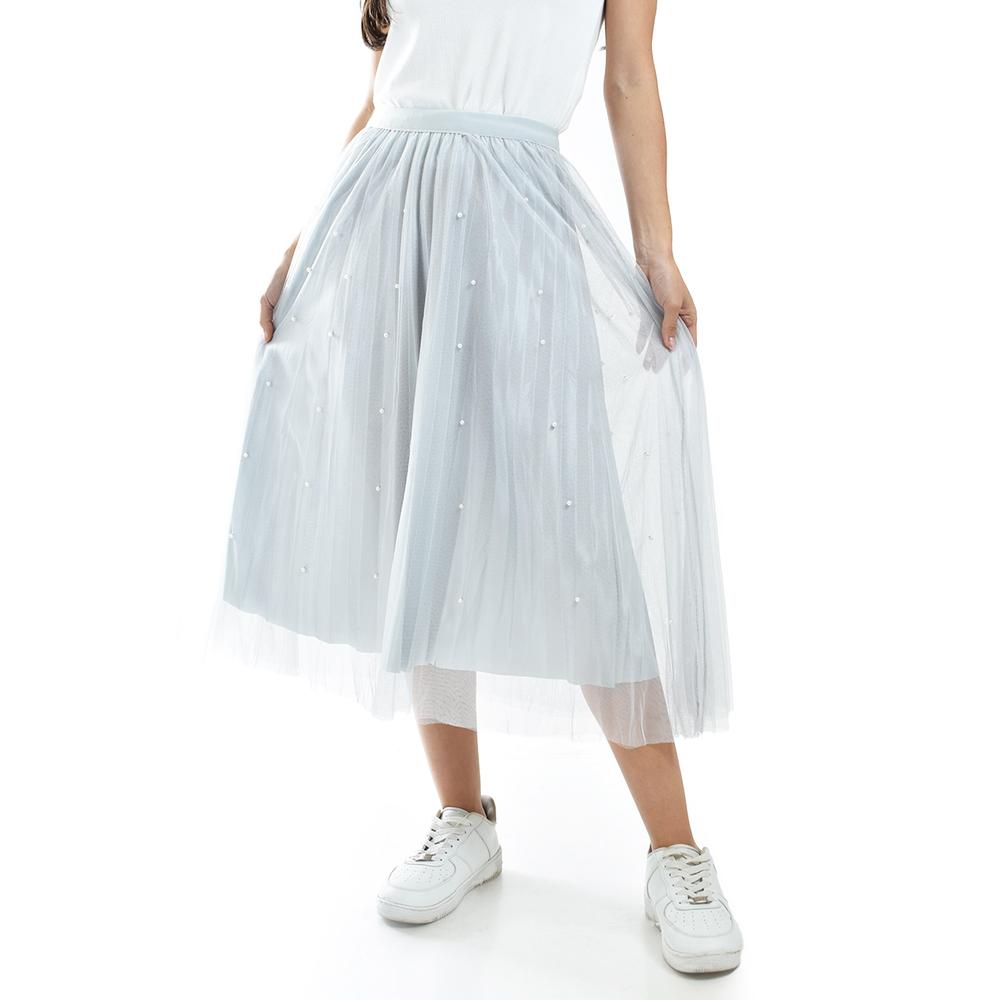 Foto 1 | Falda Midi De Tul Con Perlas Roman Fashion /juvenil 098 (gris) Gris