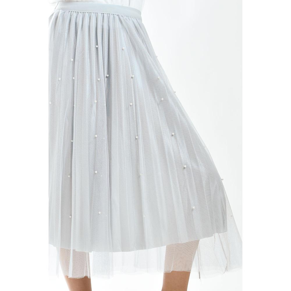 Foto 4 | Falda Midi De Tul Con Perlas Roman Fashion /juvenil 098 (gris) Gris