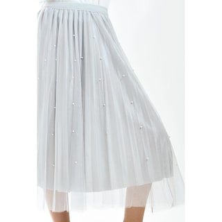 Foto 4 | Falda Midi De Tul Con Perlas Roman Fashion /juvenil 098 (gris) Gris