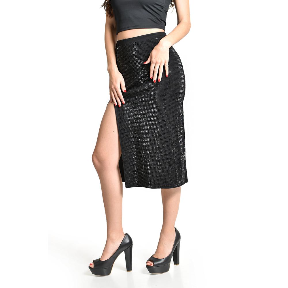 Foto 2 | Falda Lápiz Con Pedrería Roman Fashion /juvenil, 137 (negro) Negro