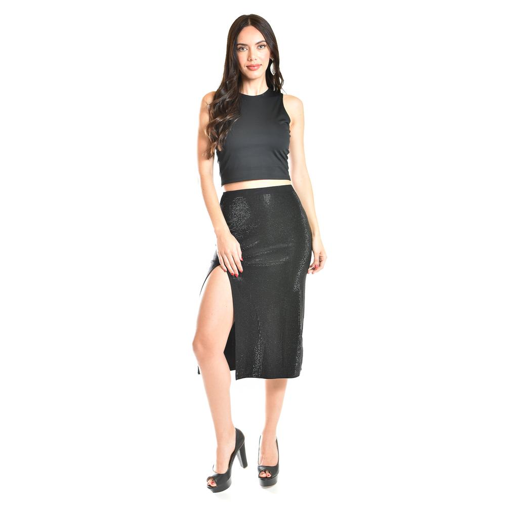 Foto 5 | Falda Lápiz Con Pedrería Roman Fashion /juvenil, 137 (negro) Negro