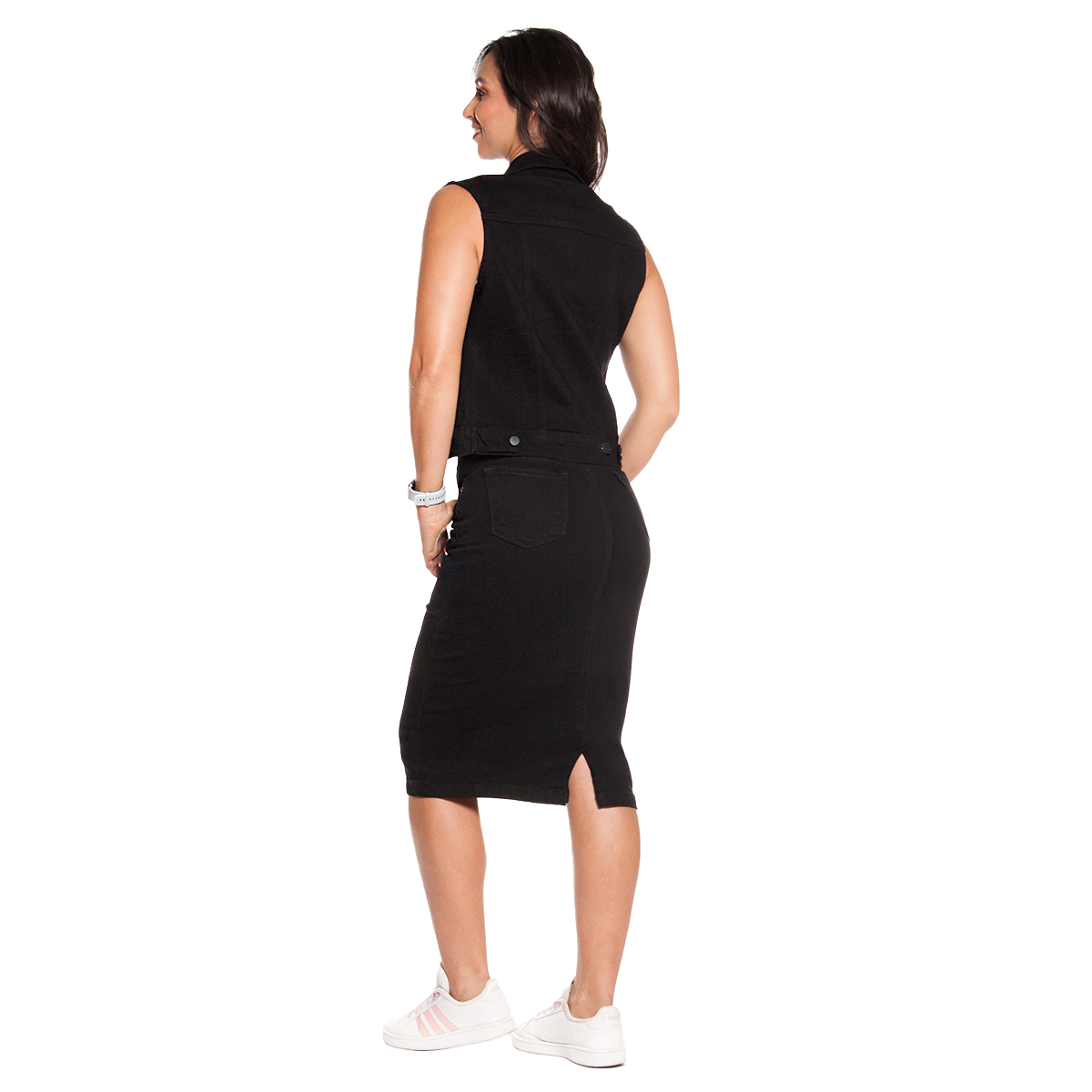 Foto 5 pulgar | Falda Larga Tubo de Mezclilla Stretch Pineda Jeans Negra para Dama