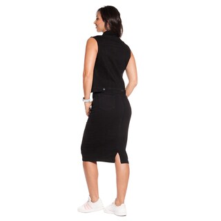 Foto 4 | Falda Larga Tubo de Mezclilla Stretch Pineda Jeans Negra para Dama