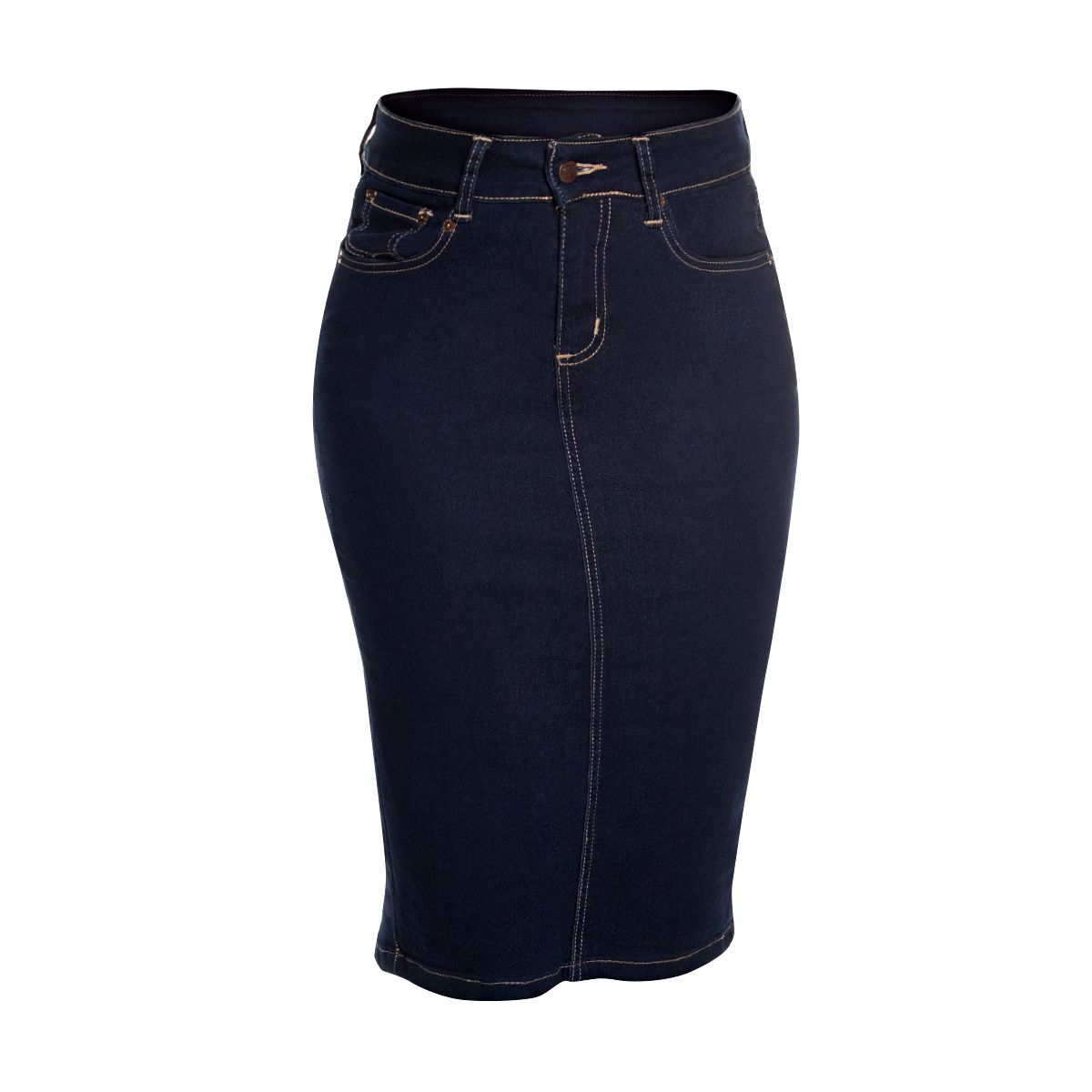 Foto 3 pulgar | Falda Larga Tubo de Mezclilla Stretch Pineda Jeans Azul Oscuro para Dama