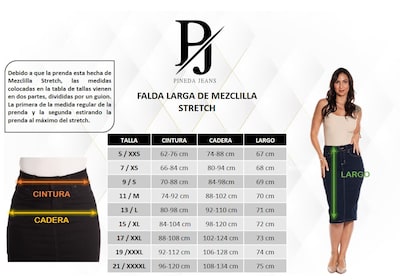 Foto 6 | Falda Larga Tubo de Mezclilla Stretch Pineda Jeans Azul Oscuro para Dama