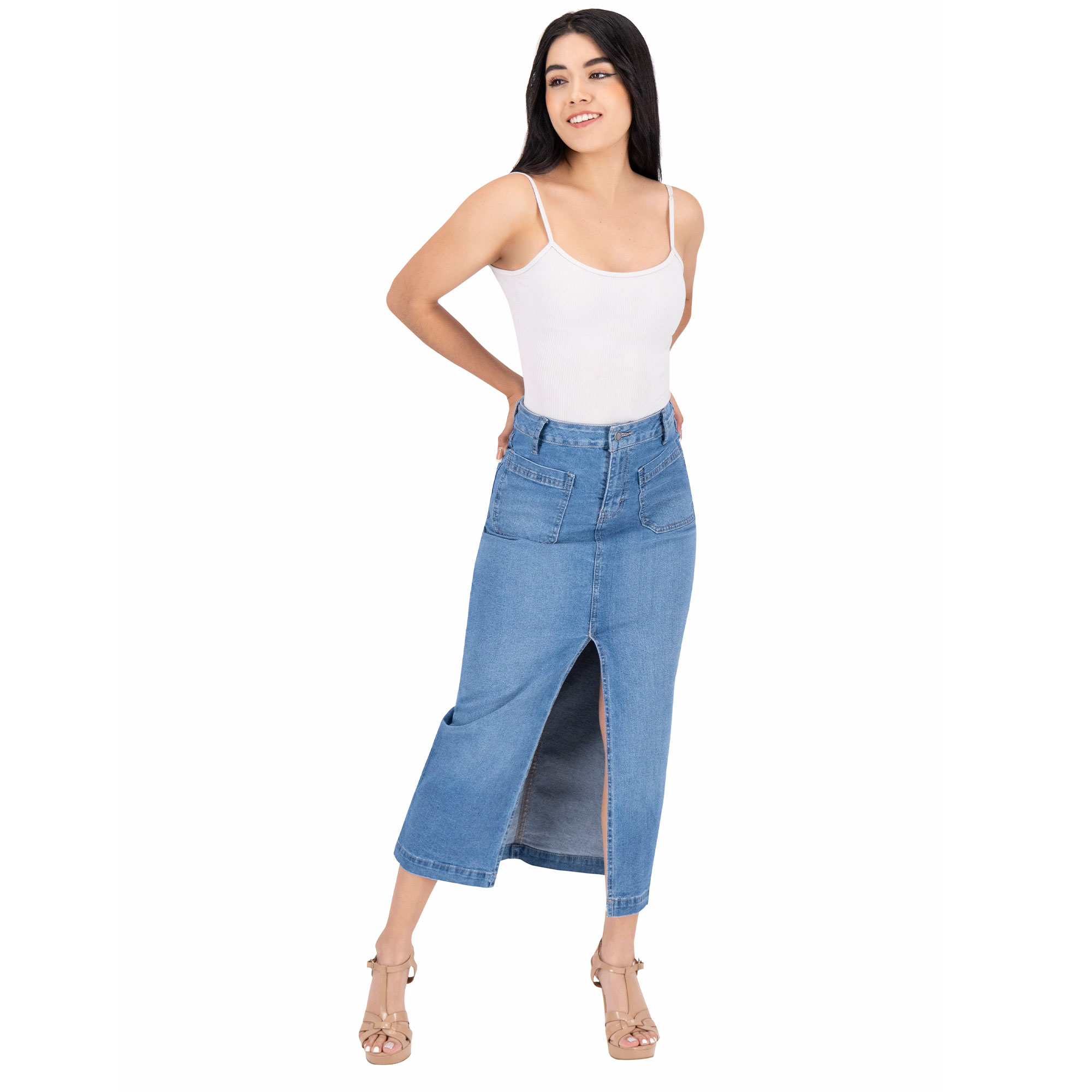 Foto 5 | Falda Larga Britos Jeans Mezclilla 025089 para Mujer