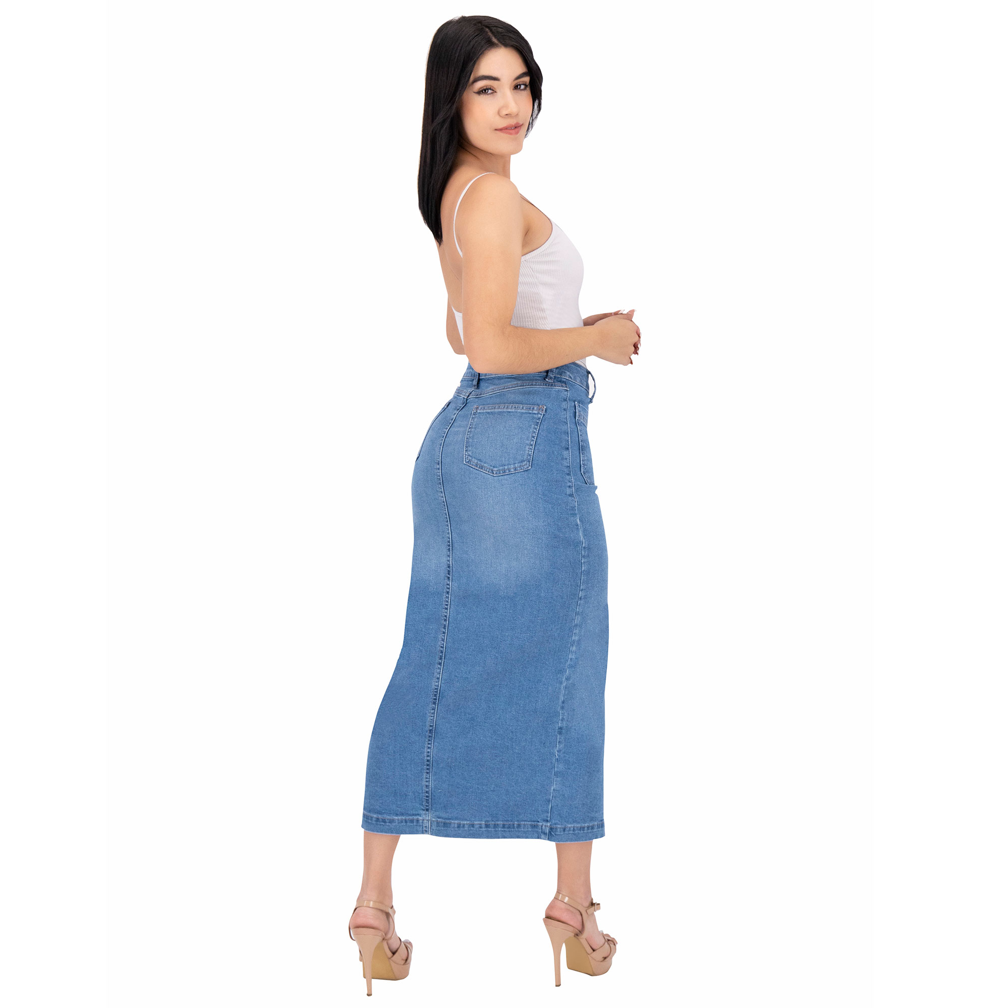 Foto 7 pulgar | Falda Larga Britos Jeans Mezclilla 025089 para Mujer