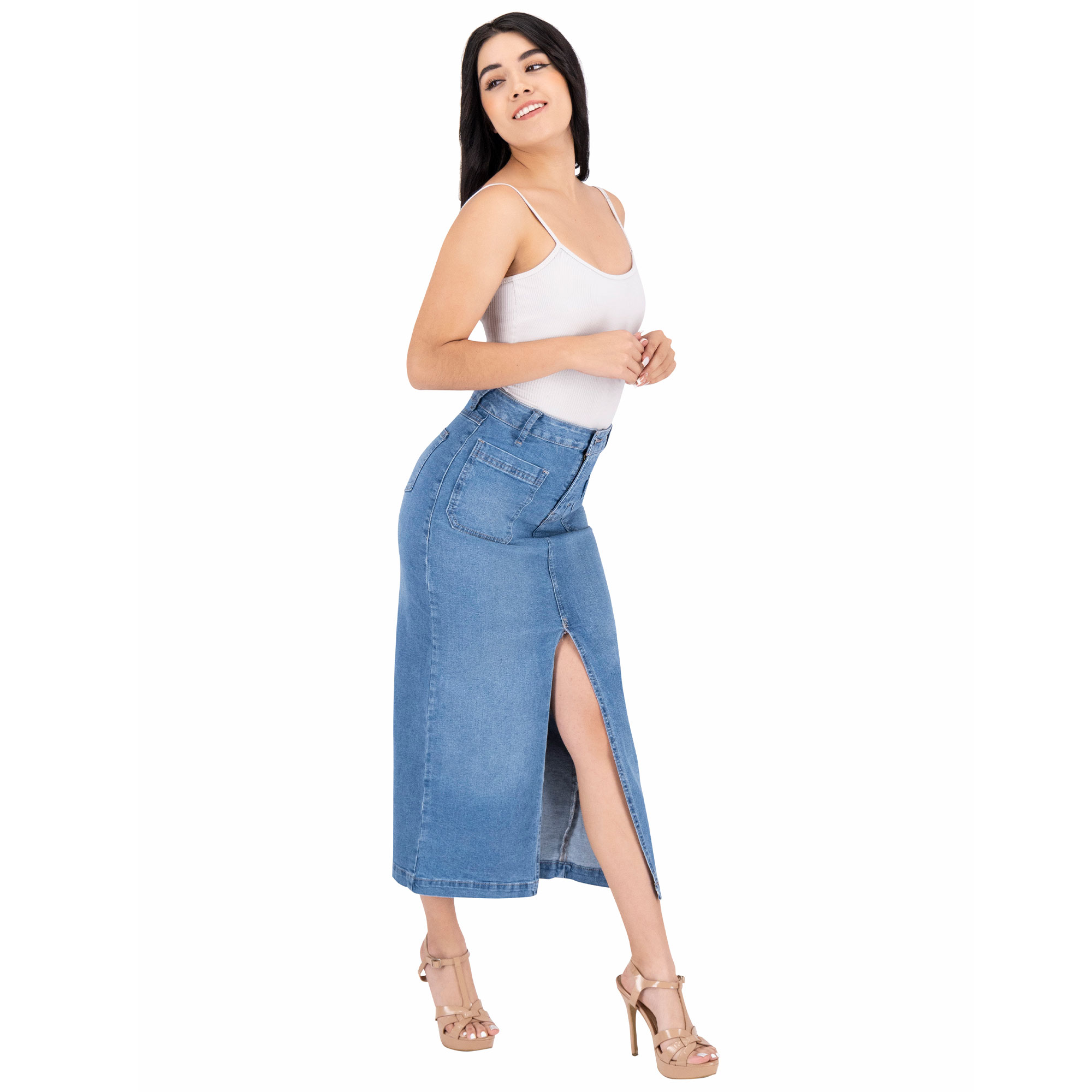 Foto 7 | Falda Larga Britos Jeans Mezclilla 025089 para Mujer