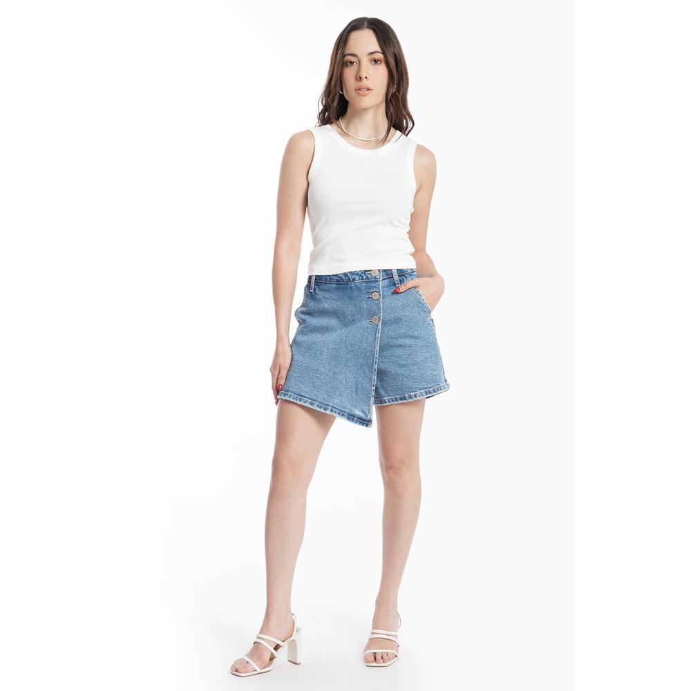 Short Falda Asimetrico /juvenil, 6973 (mezclilla Tono Claro) Azul