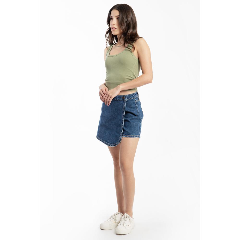 Foto 2 | Short Falda Asimetrico /juvenil, 6969 (mezclilla Tono Medio) Azul