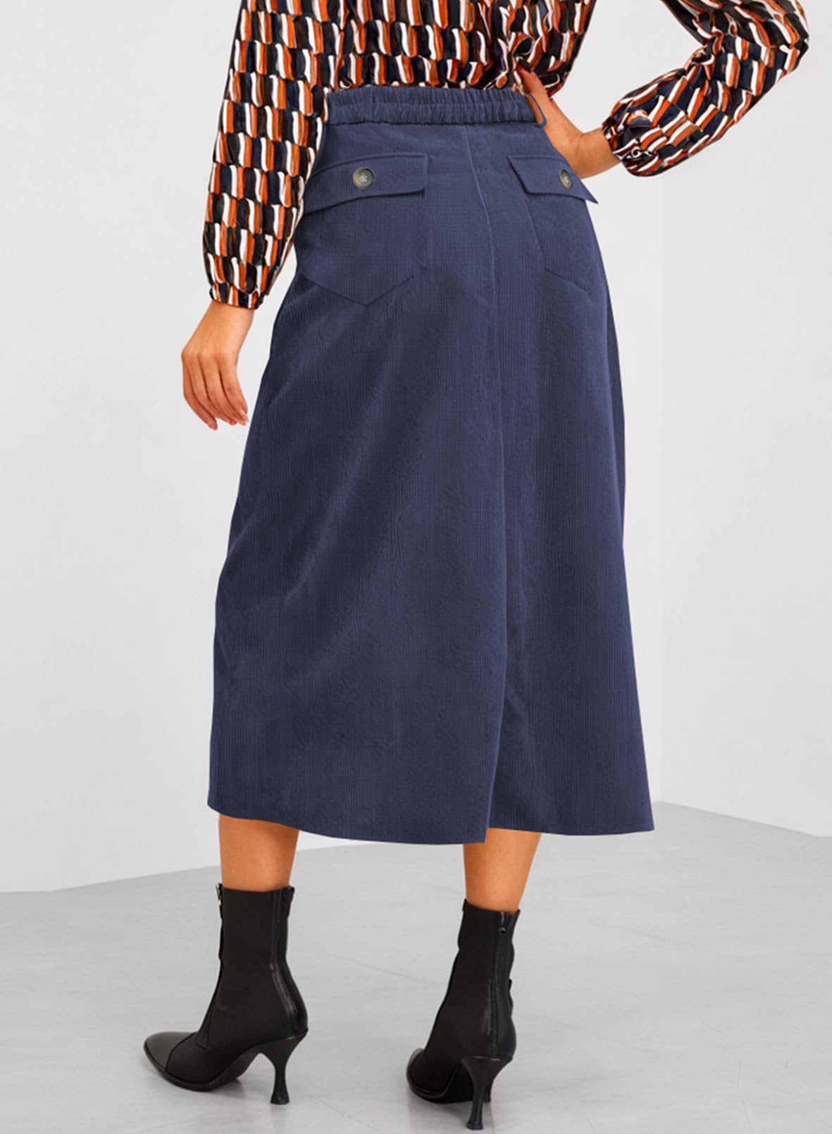 Foto 4 pulgar | Falda Happy Sailed Corduroy A Line De Cintura Alta Para Mujer - Venta Internacional.