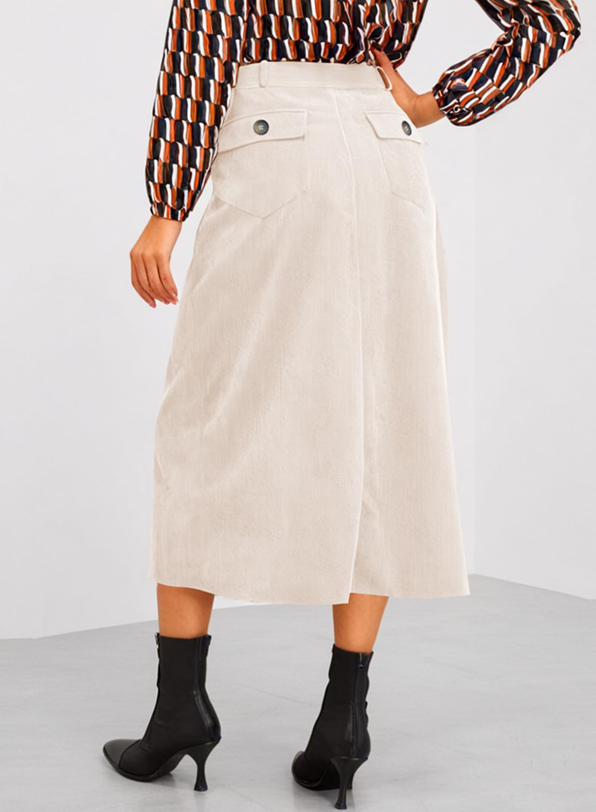 Foto 4 pulgar | Falda Happy Sailed Corduroy A Line De Cintura Alta Para Mujer - Venta Internacional.
