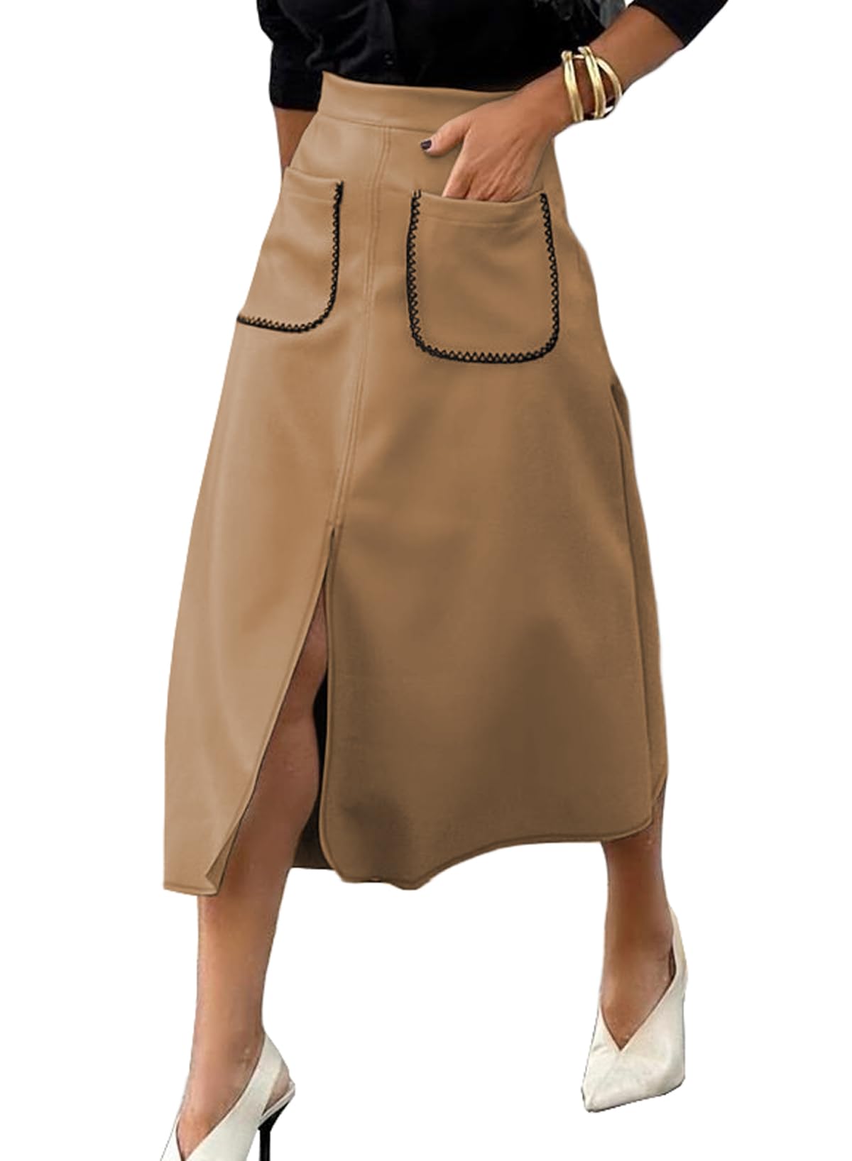 Foto 2 pulgar | Falda Midi De Gamuza Sintética Happy Sailed Spring Fashion Para Mujer - Venta Internacional.