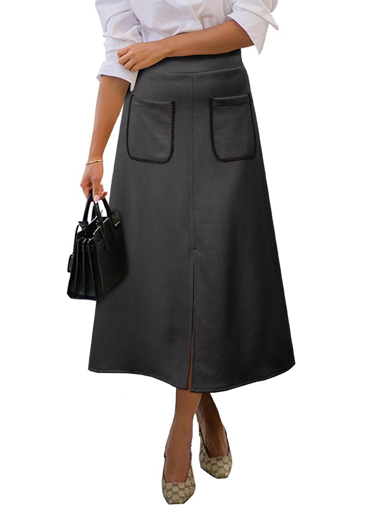 Foto 6 | Falda Happy Sailed 2025 De Gamuza Sintética, Cintura Alta, Corte En A, Gris - Venta Internacional.