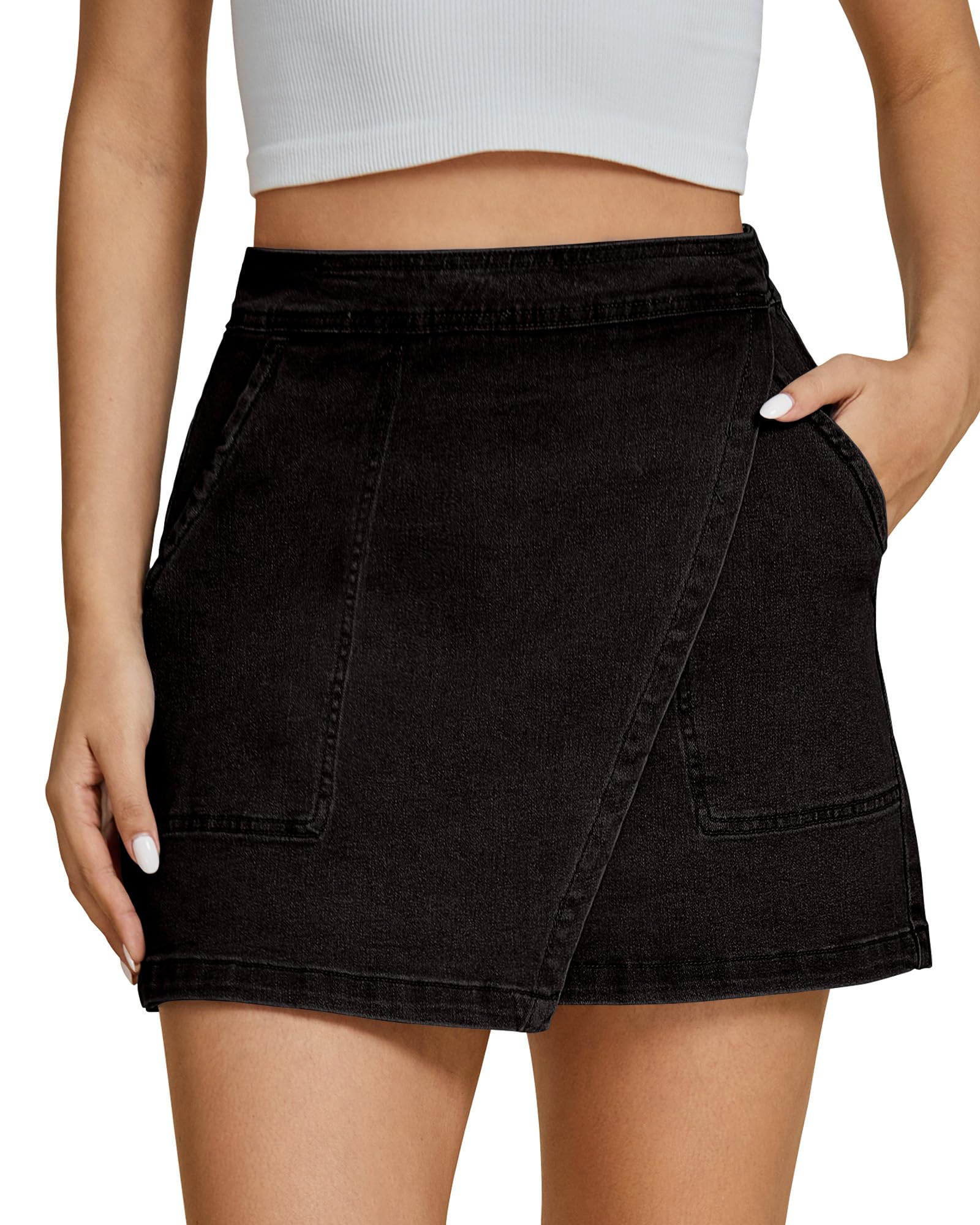 Foto 2 pulgar | Falda de Mezclilla Luvamia Negra para Mujer- Venta Internacional
