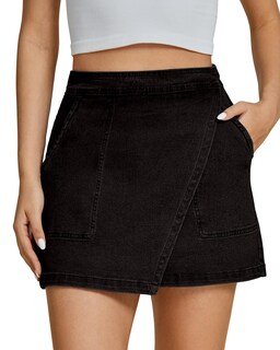 Foto 1 | Falda de Mezclilla Luvamia Negra para Mujer- Venta Internacional