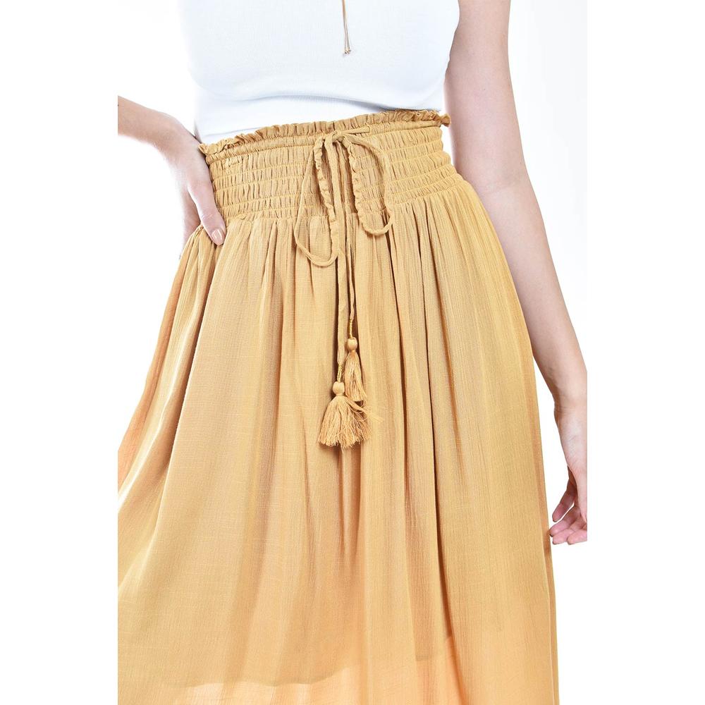Foto 5 pulgar | Falda Midi Con Cintura Smock Roman Fashion /juvenil, 20217 (mostaza) Ocre