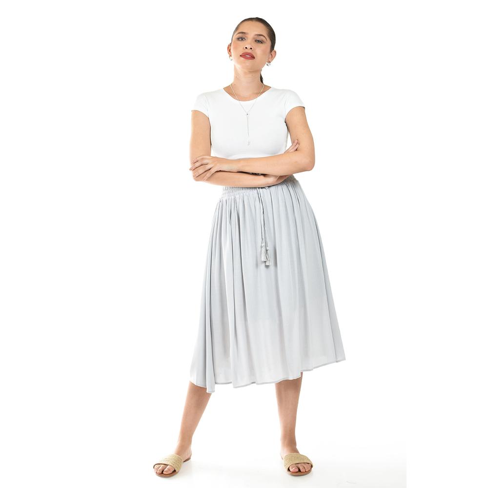 Foto 2 pulgar | Falda Midi Con Cintura Smock Roman Fashion /juvenil, 20217 (azul Claro) Azul
