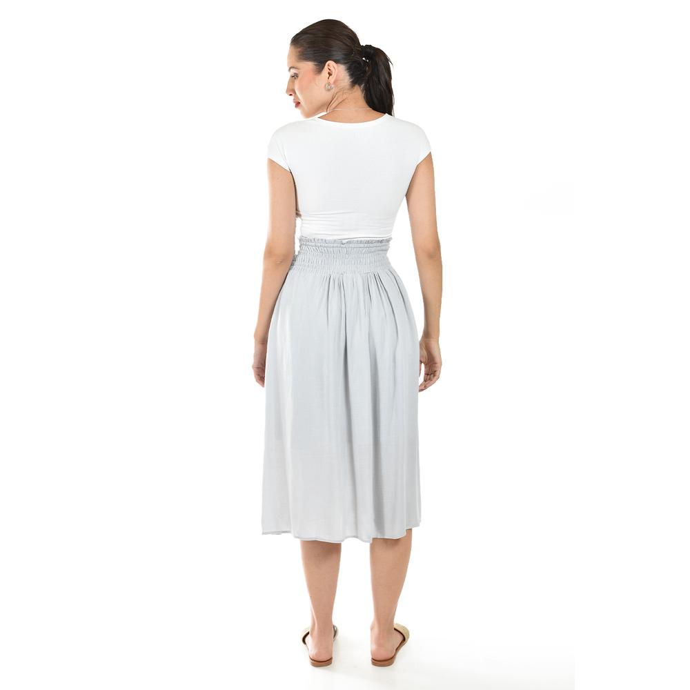 Foto 4 pulgar | Falda Midi Con Cintura Smock Roman Fashion /juvenil, 20217 (azul Claro) Azul