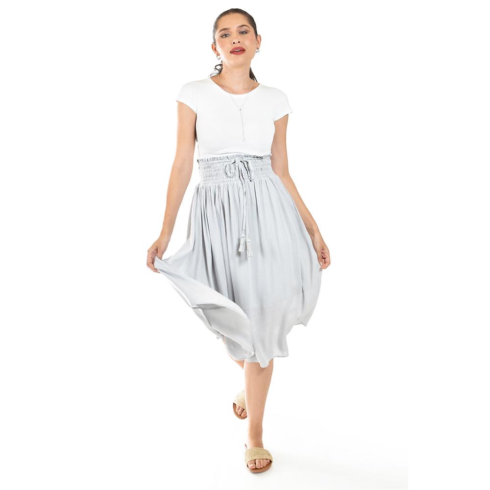 Foto 6 pulgar | Falda Midi Con Cintura Smock Roman Fashion /juvenil, 20217 (azul Claro) Azul