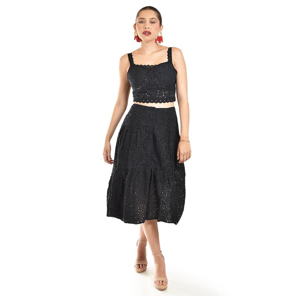 Set De 2 Piezas Con Detalles Bordados Roman Fashion /juvenil, 9039 (negro) Negro