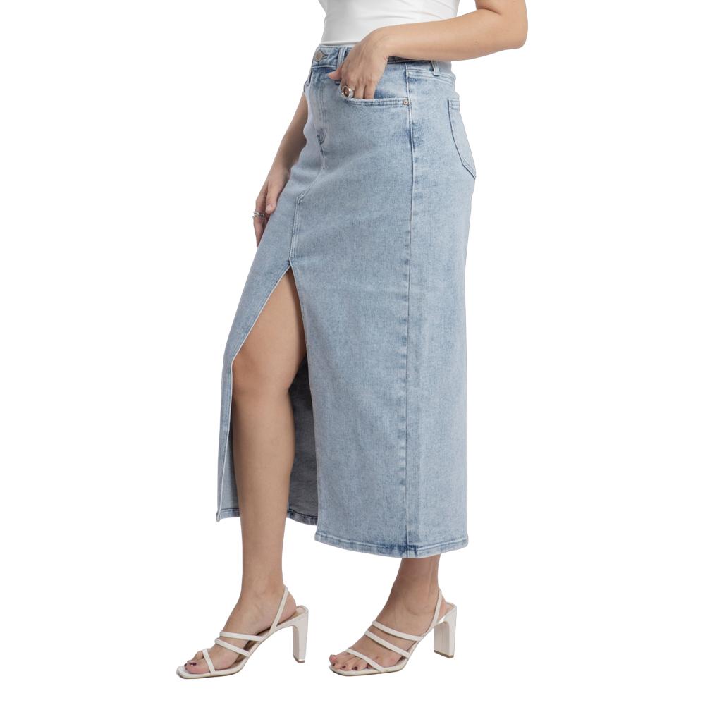 Foto 4 pulgar | Falda Midi Mujer Balam Bl6998 Azul