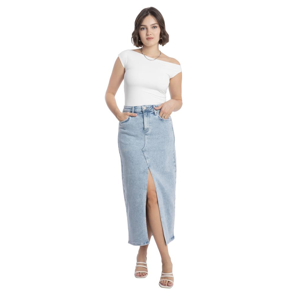 Foto 5 pulgar | Falda Midi Mujer Balam Bl6998 Azul