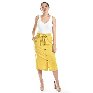 Foto 1 | Falda Midi Con Cinto Roman Fashion /juvenil, 30483 (mostaza) Amarillo