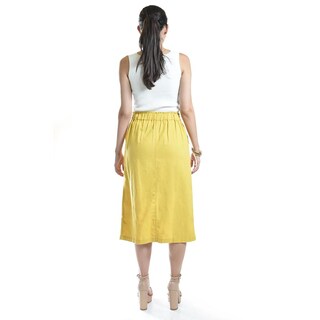 Foto 3 | Falda Midi Con Cinto Roman Fashion /juvenil, 30483 (mostaza) Amarillo