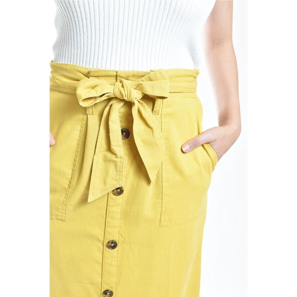 Foto 5 pulgar | Falda Midi Con Cinto Roman Fashion /juvenil, 30483 (mostaza) Amarillo