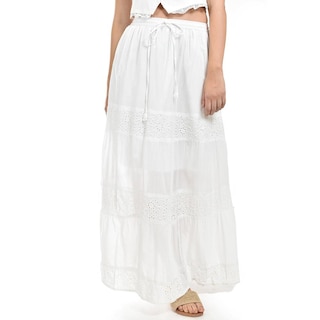 Foto 2 | Falda Larga Con Detalles Bordados Roman Fashion /juvenil, 255 (blanco) Blanco