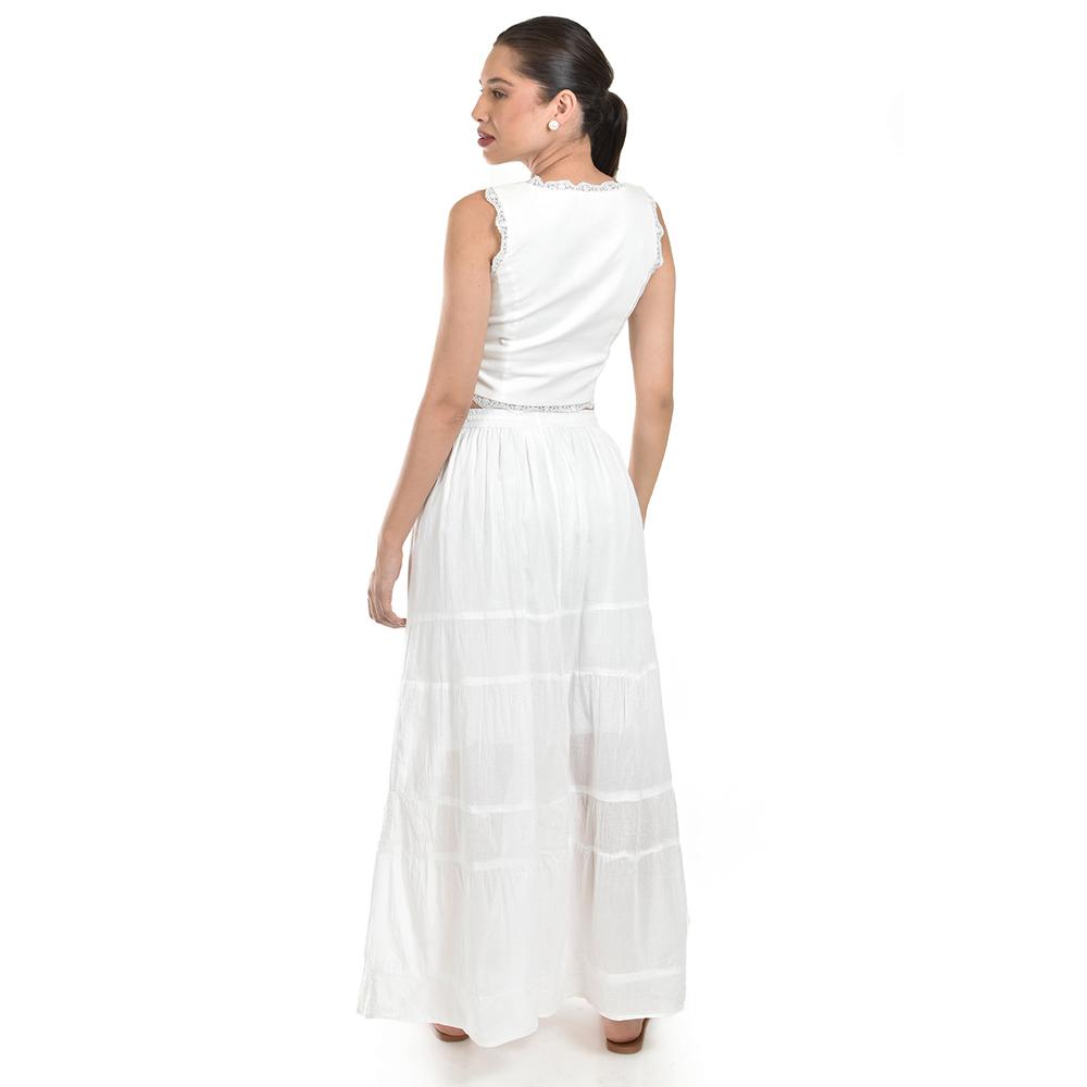 Foto 4 | Falda Larga Con Detalles Bordados Roman Fashion /juvenil, 255 (blanco) Blanco