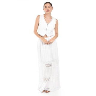 Foto 1 | Falda Larga Con Detalles De Encanje Roman Fashion /juvenil, 238 (blanco) Blanco