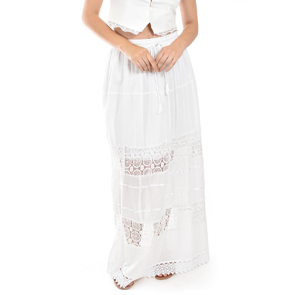 Foto 2 | Falda Larga Con Detalles De Encanje Roman Fashion /juvenil, 238 (blanco) Blanco