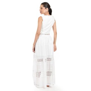 Foto 4 | Falda Larga Con Detalles De Encanje Roman Fashion /juvenil, 238 (blanco) Blanco