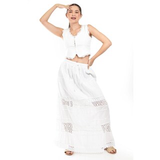 Foto 5 | Falda Larga Con Detalles De Encanje Roman Fashion /juvenil, 238 (blanco) Blanco