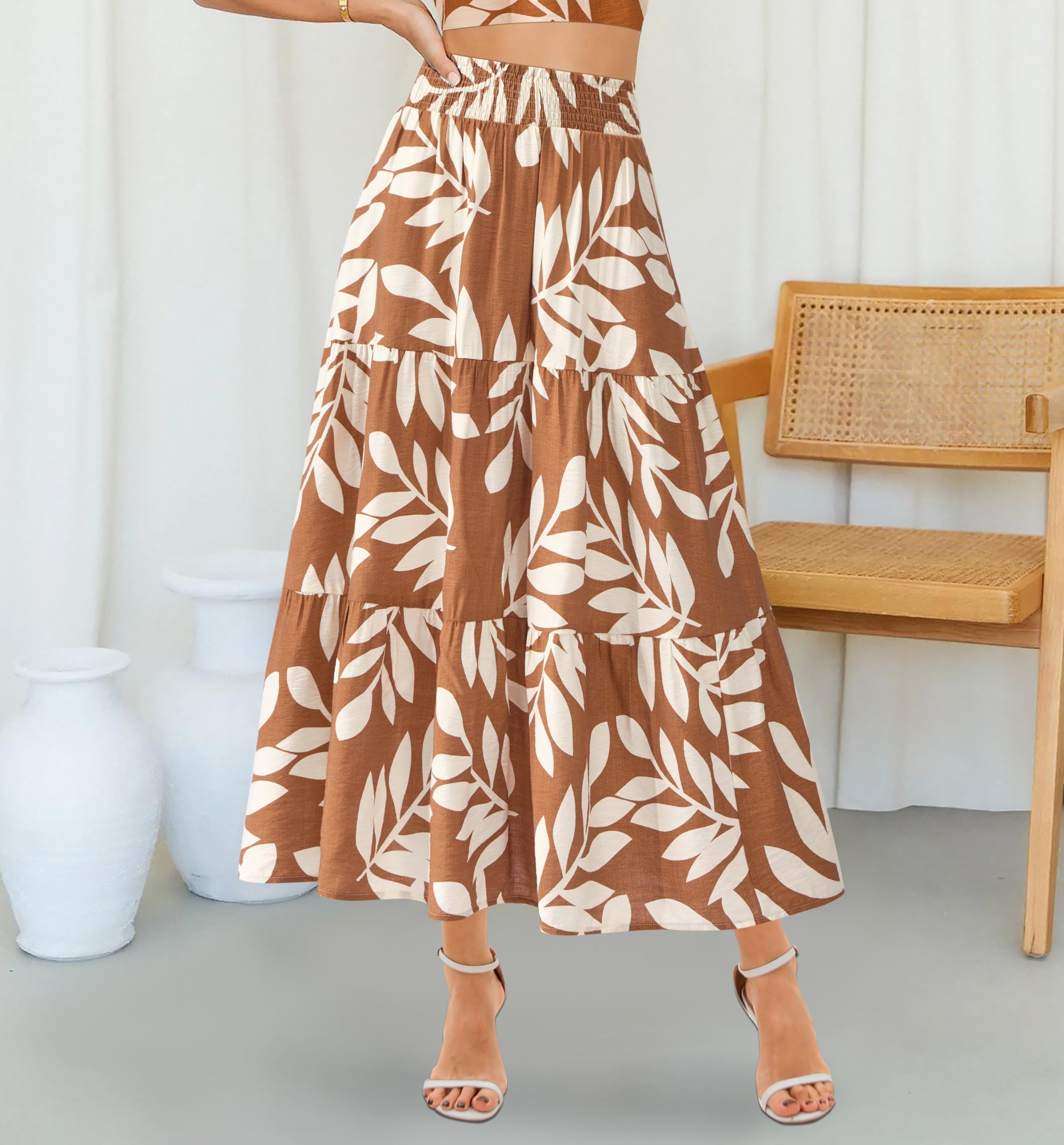 Foto 2 | Falda Btfbm Midi Con Estampado Floral Maxi Para Mujer Verano 2025 - Venta Internacional.