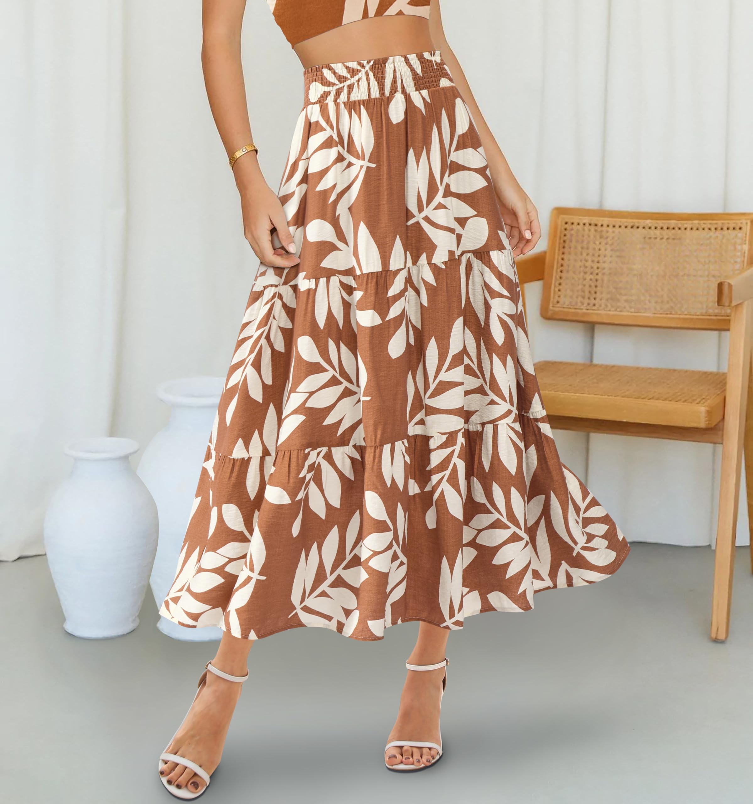 Foto 4 pulgar | Falda Btfbm Midi Con Estampado Floral Maxi Para Mujer Verano 2025 - Venta Internacional.