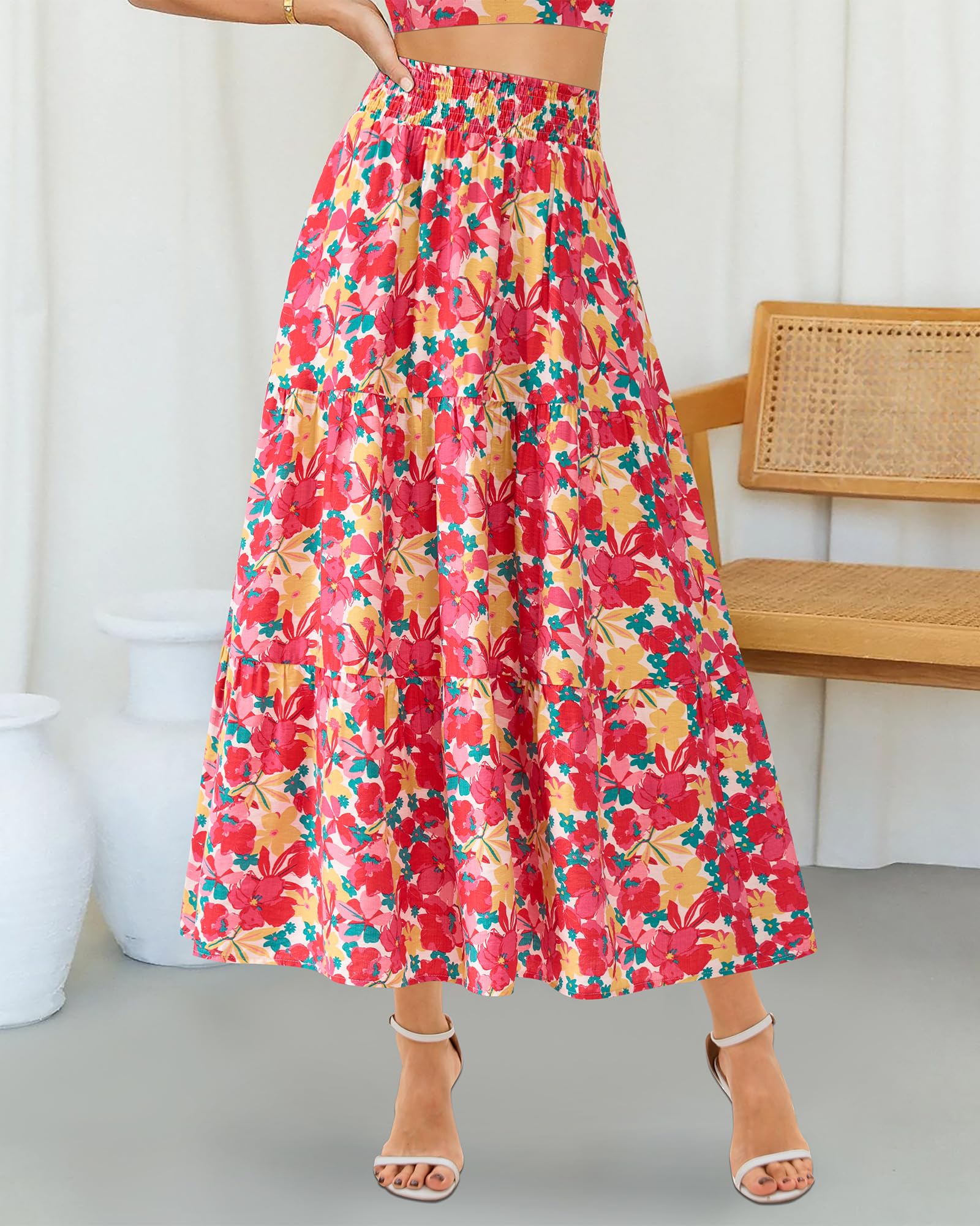 Foto 3 pulgar | Falda Btfbm Midi Con Estampado Floral Maxi Para Mujer Verano 2025 - Venta Internacional.