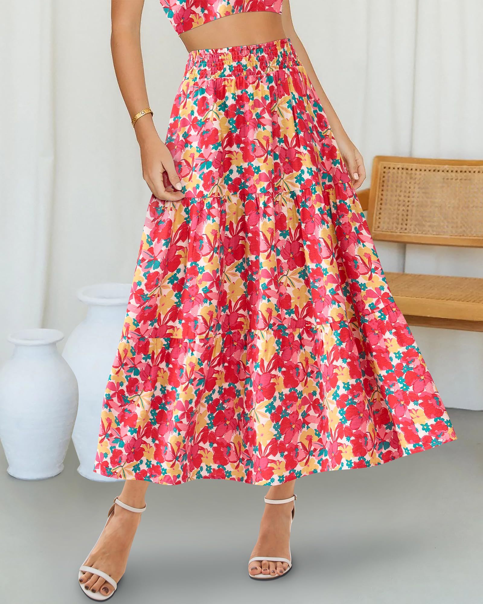 Foto 4 pulgar | Falda Btfbm Midi Con Estampado Floral Maxi Para Mujer Verano 2025 - Venta Internacional.