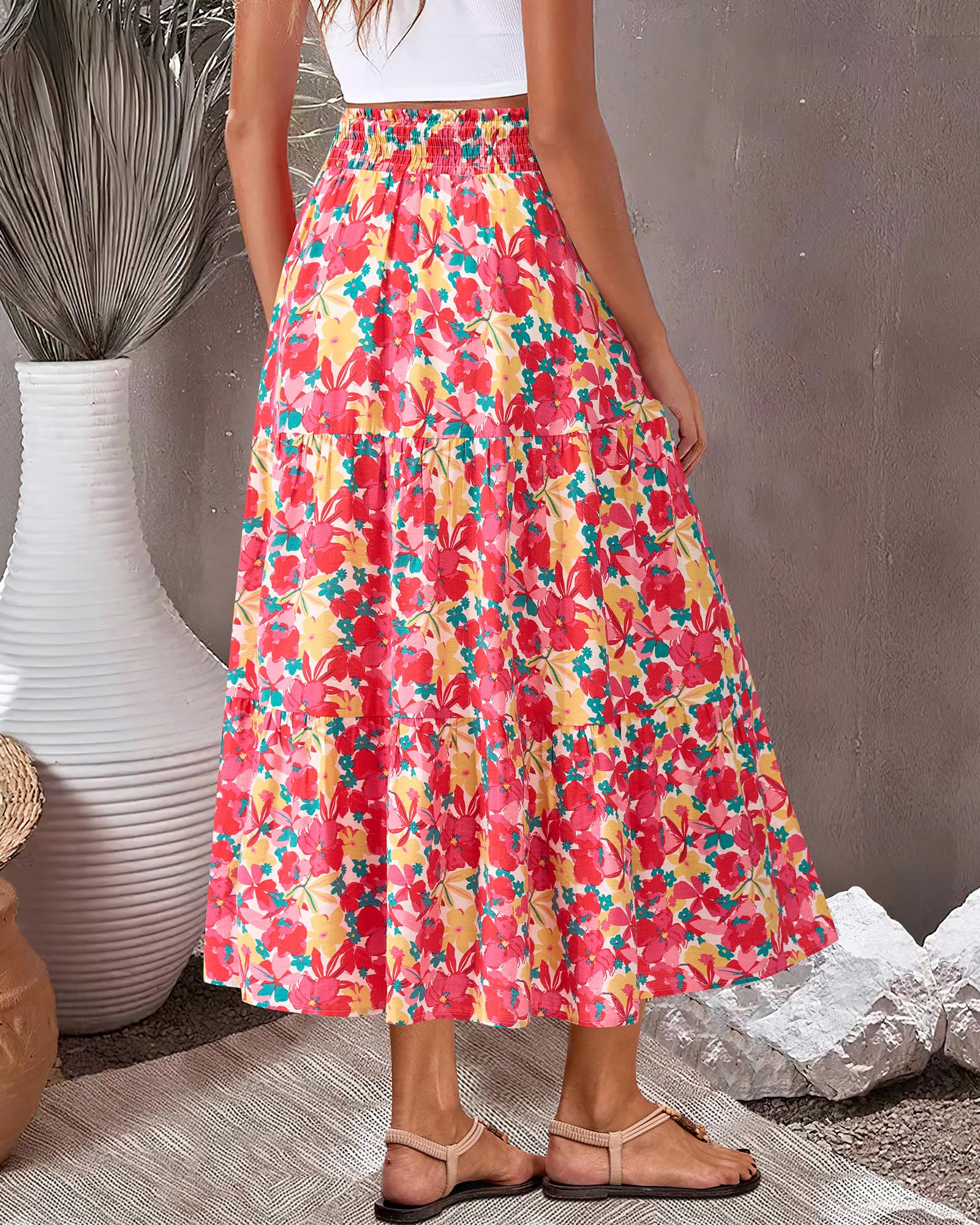 Foto 6 pulgar | Falda Btfbm Midi Con Estampado Floral Maxi Para Mujer Verano 2025 - Venta Internacional.