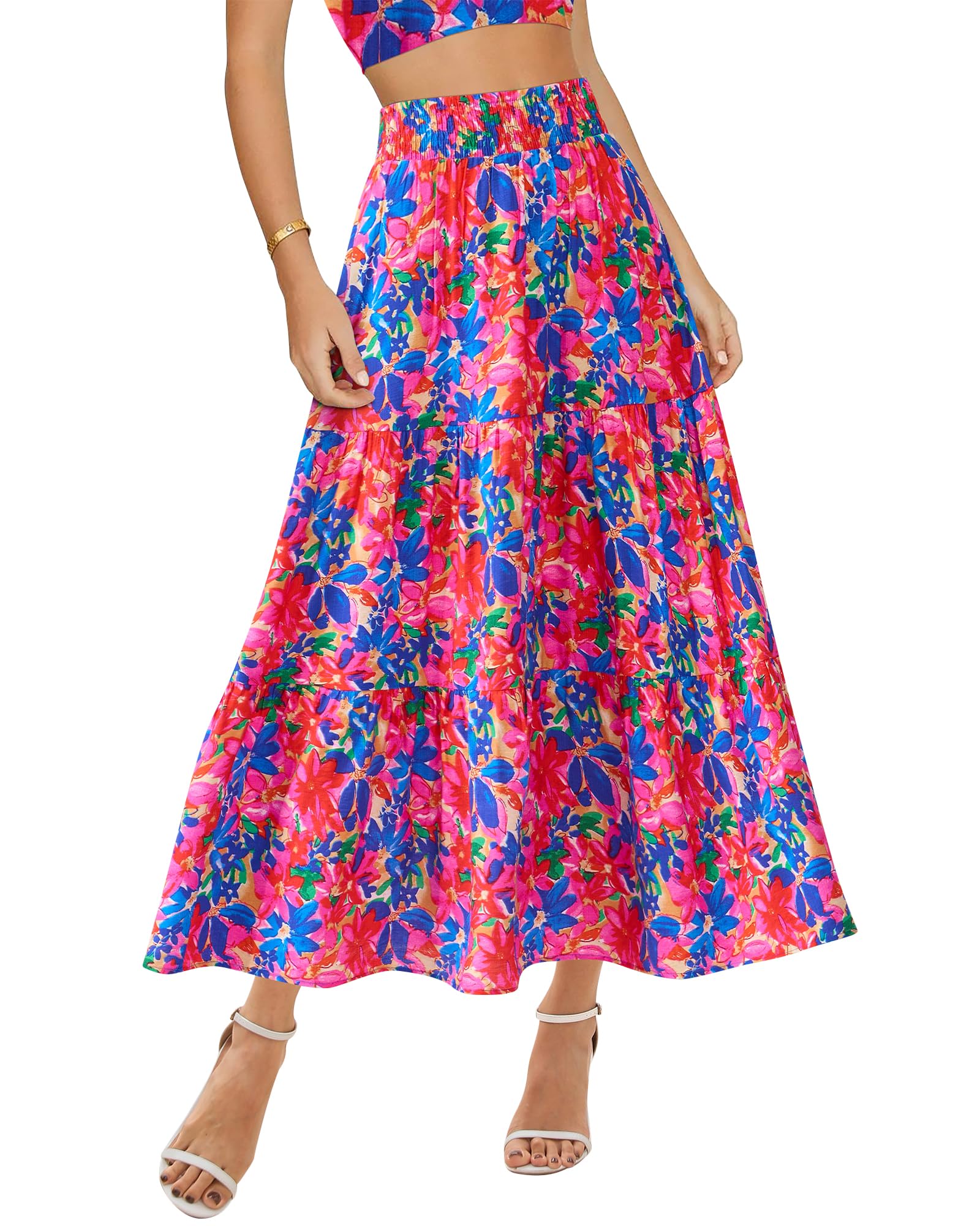 Falda Btfbm Con Estampado Floral Midi Maxi De Verano Casual Para Mujer - Venta Internacional.