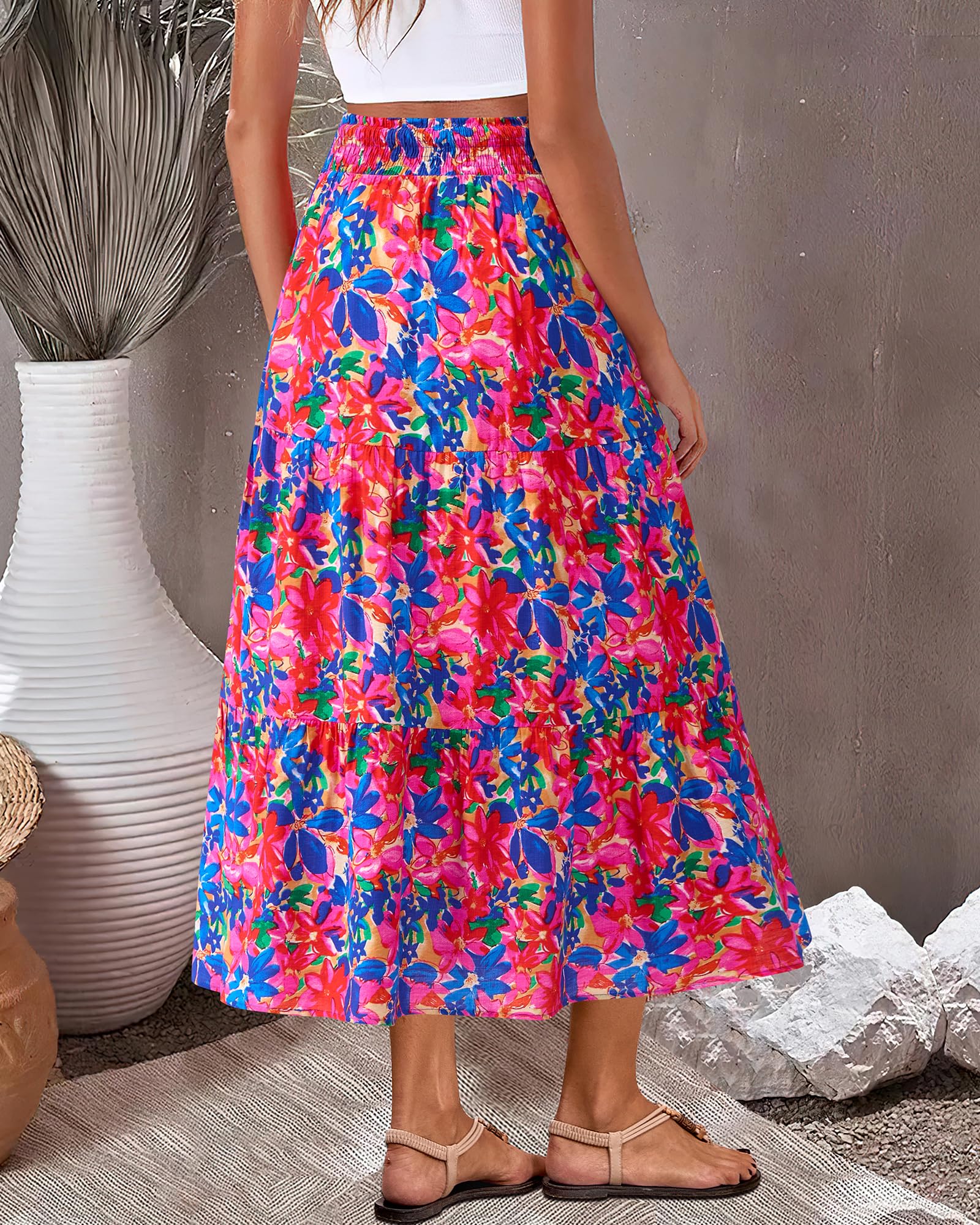 Foto 6 pulgar | Falda Btfbm Con Estampado Floral Midi Maxi De Verano Casual Para Mujer - Venta Internacional.