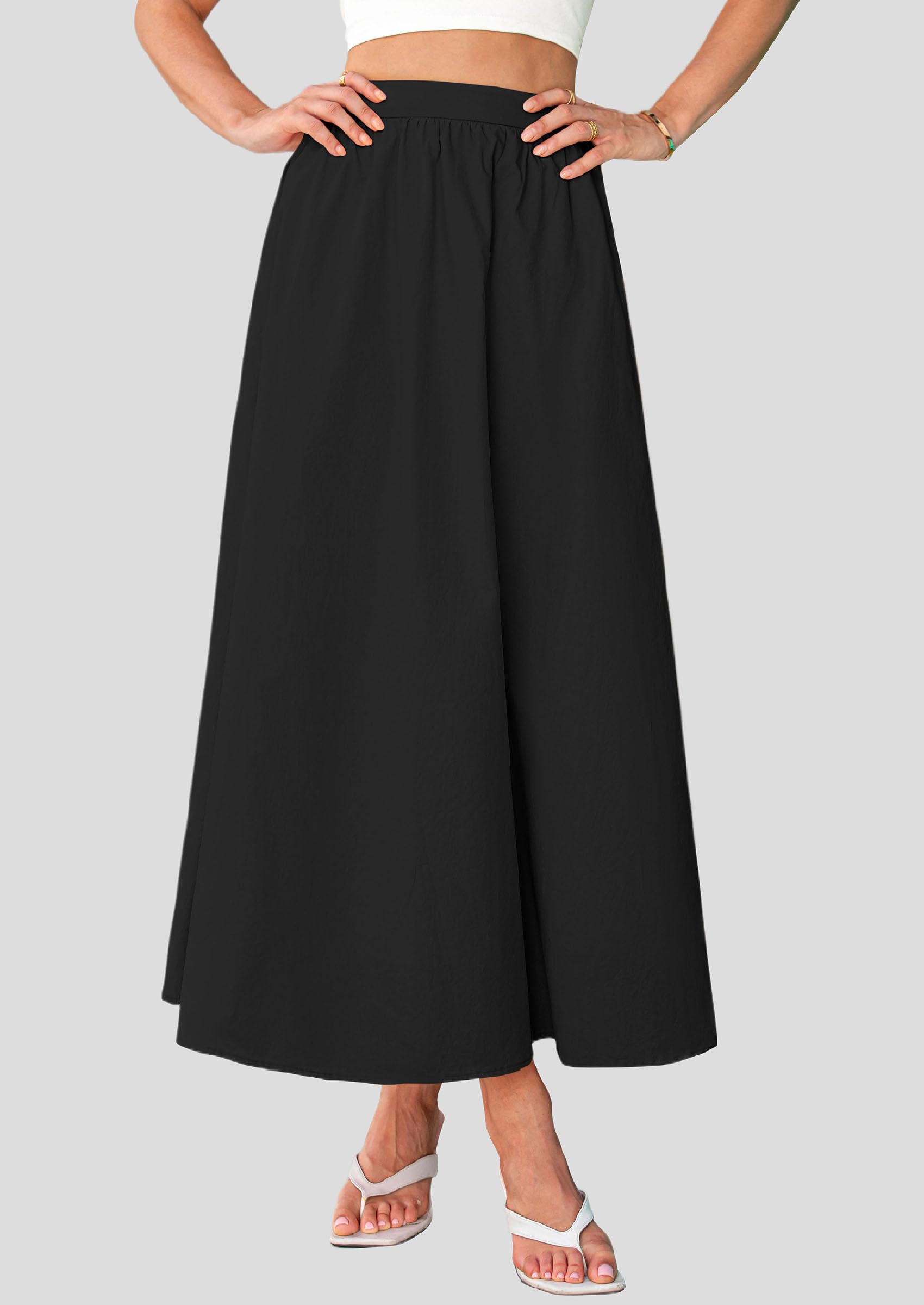 Foto 5 | Falda Larga Prettygarden 2025 Con Volantes De Verano, Cintura Alta, Negra - Venta Internacional.