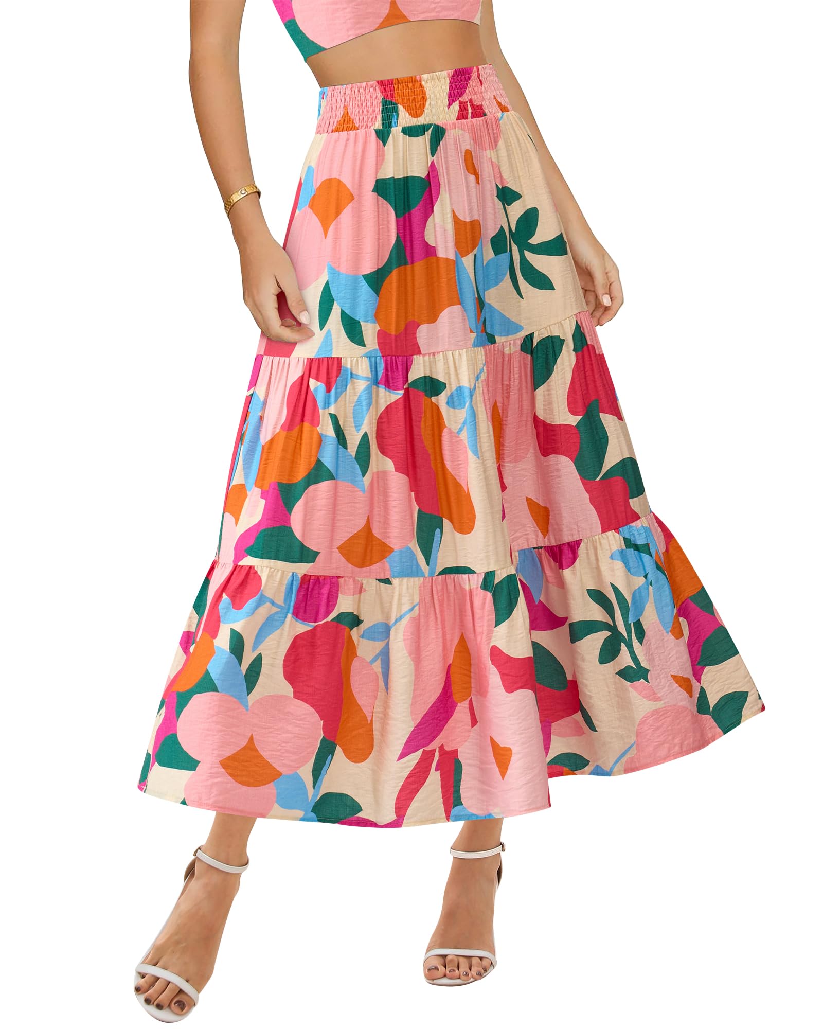 Foto 2 pulgar | Falda Btfbm Midi Con Estampado Floral Maxi Para Mujer Verano 2025 - Venta Internacional.