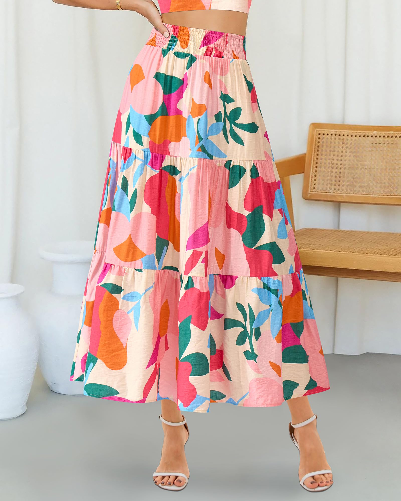 Foto 3 pulgar | Falda Btfbm Midi Con Estampado Floral Maxi Para Mujer Verano 2025 - Venta Internacional.
